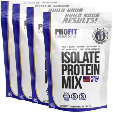 Imagem de Kit 4x Whey Isolate Protein Mix Refil 900g Profit Sabores-Unissex