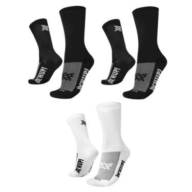 Imagem de Kit 03 Pares Meia para Corrida HUPI Lisas Coloridas, Preto, Branco, 36