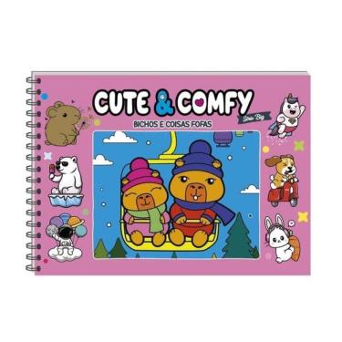 Imagem de Cute & Comfy Série Big - Bichinhos E Coisas Fofas - Livro De Colorir Adulto - Capa Dura Holográfica