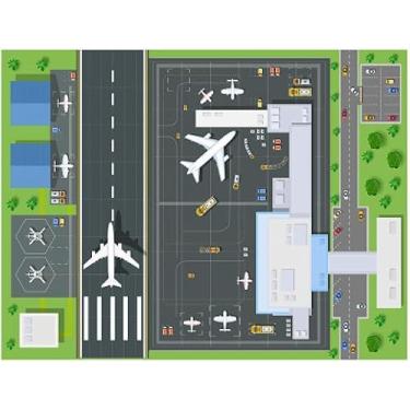 Imagem de Design Tapetes Tapete Moderno Dos Desenhos Animados Pista Plana Verde Para Sala De Estar Quarto Cabeceira Mesa De Café Sofá Fácil De Limpar 120x160 Cm, 100x160CM (3ft28''x5ft3")