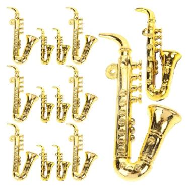 Imagem de Housoutil 20Pcs Mini Saxofones Ornamentais, Modelo de Instrumento Musical de Plástico, Decorações Douradas para Árvore de Natal, Lembrancinhas para Festas DIY