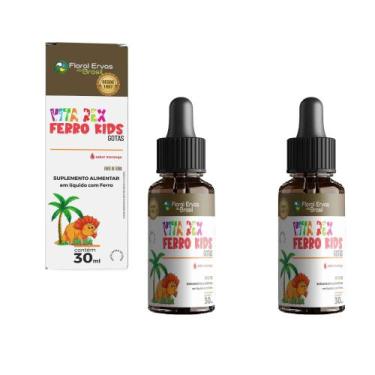 Imagem de Kit 2 Ferro Kids 2x30 ml Morango Vita Rex Floral Ervas - Floral Ervas 