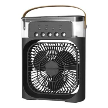 Imagem de Ventilador Portátil 3 Em 1 Mini Ar Condicionado Umidificador E Climatizador Com LED Tanque De Água De 600ml 3 Velocidades De Vento E Pulverizador de 5 Furos 4 Cores Disponíveis (PRETO)