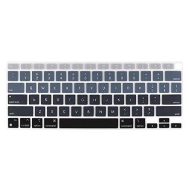 Imagem de Capa de teclado Batianda Ultra Fina Ombre Color para MacBook Air 2020 de 13 polegadas A2337 M1 Chip (com Touch ID e tela de retina), à prova d'água, durável, película de silicone, cinza gradiente