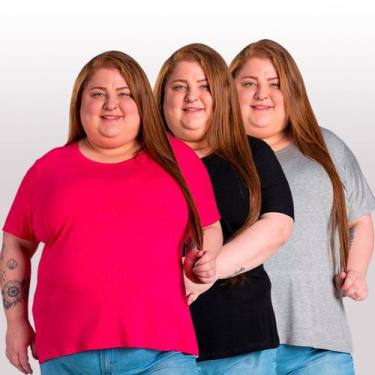 Imagem de Kit 3 Blusas Comfort Básica em Malha de Viscose com Elastano G5 a G8 -