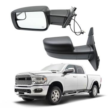 Imagem de Espelho retrovisor esquerdo do lado do motorista compatível com Ram 1500 2019-2024 Espelho elétrico de porta com sensor de temperatura dobrável manual aquecido substitui 68276499AA CH1320471 (7 pinos