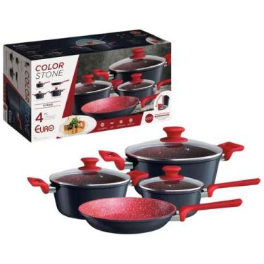 Imagem de Conjunto de panelas colorstone revestimento ceramica 4 peças euro home