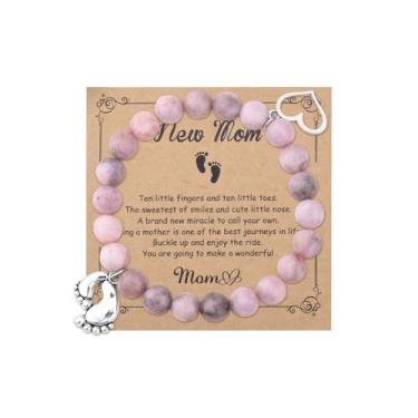 Imagem de Pulseira First Time Mom para mulheres, presentes motivacionais inspiradores para novas mães, mães, presentes de gravidez, pulseiras, Small, Sem Pedra Preciosa