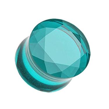 Imagem de Covet Jewelry – Plugue alargador duplo com pedra preciosa de vidro Pyrex facetada