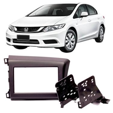 Imagem de Moldura 2 Din Civic 2012 à 2016 Preta Painel Central Multimidia 6.2 e 7 Polegadas Mp5 Som