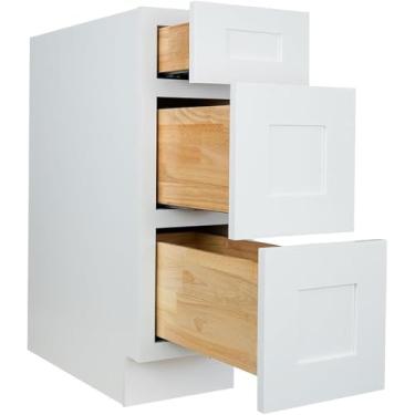 Imagem de Hollywood Fabiani Design Armário base de gaveta de banheiro 38 cm L x 53 cm P x 87,6 cm A, Shaker White - Moldura de madeira maciça, compensado de 1/2 polegada, pronto para montar