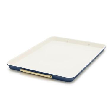 Imagem de GreenPan Assadeira Reserve Bakeware 33 cm x 45 cm, assadeira antiaderente de cerâmica, sem PFAS e BPA, alças douradas, aço durável, utensílios de forno versáteis e econômicos de espaço, congelador