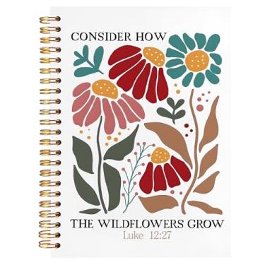 Imagem de BearCake Boho Floral Christian Notebook Journal, Inspirational Christian Gifts for Women, Luck 12:27 Bible Religious Journal for Women, Flower Scripture Hardcover Spiral Notebook 5.5x8.3