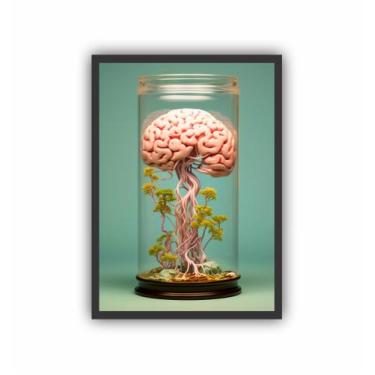 Imagem de Quadro Decorativo Profissão Psicologia Cerebro Pote - Genérica, 45x33