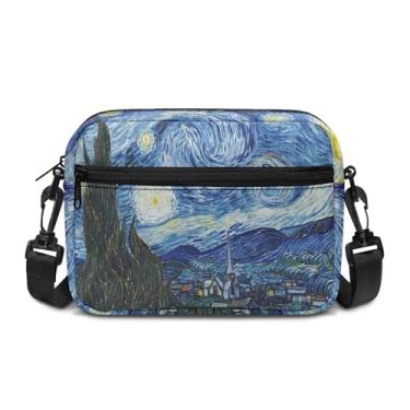 Imagem de Jolamirel Bolsas transversais femininas Vincent Van Gogh Art Bolsa transversal, pintura Claude Monet bolsa de ombro pequena para câmera, Noite estrelada
