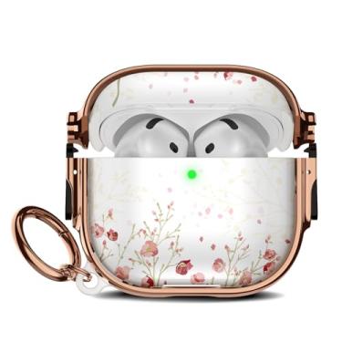 Imagem de Maxjoy Capa fofa para AirPods 4 2024 com trava de segurança, compatível com AirPod Flower Bush AirPod 4ª geração para mulheres com chaveiro transparente