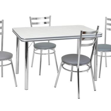 Imagem de Conjunto Sala de Jantar com 4 Cadeiras Samanta Cromado/Cinza