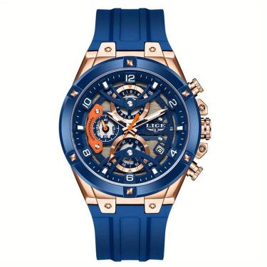 Imagem de Relógio Esportivo Masculino com Cronógrafo Movimento Quartzo Resistente até 3atm