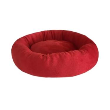 Imagem de Caminha De Pelúcia Pet Redonda Para Cachorros e Gatos 50x50 cm Macia Impermeável - Vermelho