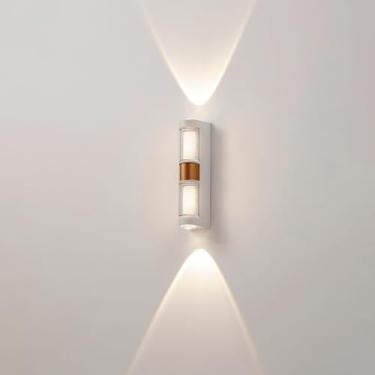 Imagem de Candeeiros de parede LED para ambientes externos, IP65, à prova d'água, de alumínio, arandelas externas, iluminação para cima e para baixo, luzes de parede internas/externas para varanda e pátio da