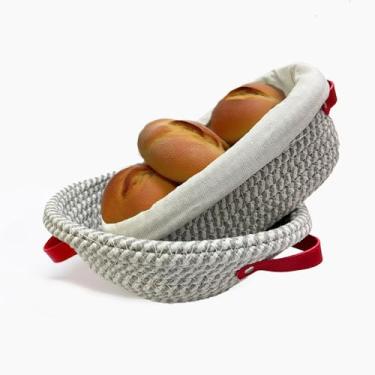 Imagem de Cesta de impermeabilização Bread Banneton, cesta de impermeabilização para pão, 23 cm redonda e oval de 25 cm, corda de algodão com forro e capa de pano, perfeita para assar massa fermentada