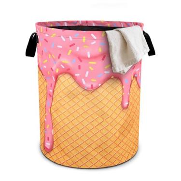 Imagem de Cesta de roupa suja rosa dobrável de tecido Oxford bolsa sacola de roupas cesto de roupas organizador de balde para banheiro/armazenamento de lavanderia/quarto 40 x 40 cm