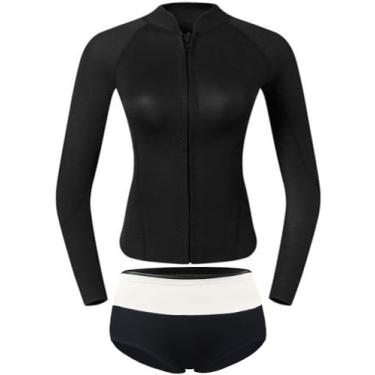 Imagem de Fato De Surf Feminino Las Wetsuit Para Atividades Aquáticas, Neoprene De 2 Mm Roupa De Mergulho De Manga Comprida, Las Split Wetsuit, Adequado Para Snorkeling, Mergulho Profundo, Pink, L