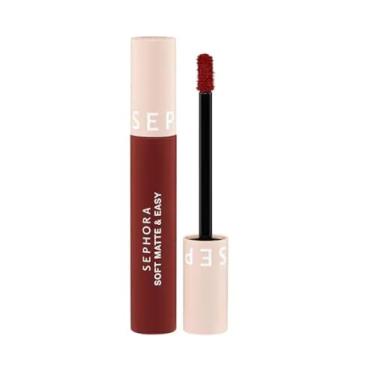 Imagem de SEPHORA COLLECTION Batom líquido fosco macio e fácil 12 No Drama (Berry Brick Red) 4,3 g/4,5 ml