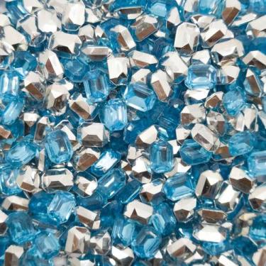 Imagem de Colagem Retângulo Strass Acrílico Azul Transparente 6x8mm 4200pçs 500g