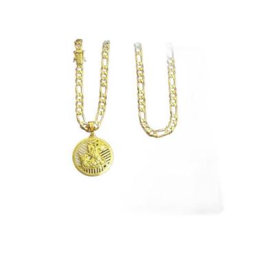 Imagem de Cordão 3X1 8Mm + Pingente São Jorge - Banhado A Ouro 18K - Tojoia18K