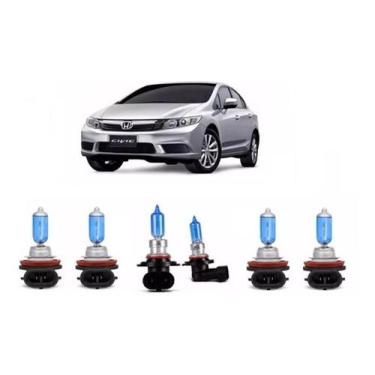 Imagem de Kit Lâmpada Super Branca Farol Honda New Civic 2013/2017 - Techone
