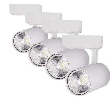 Imagem de Kit 4 Luminária Branca Trilho Spot Led 7W 3500K Branco Quente - AAAtop