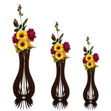 Imagem de Vaso de Chão Decorativo Grande ANA MARIA MDF - LENOBRE, Preto, Kit com