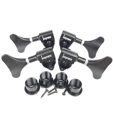 Imagem de KAYNES Cabeças de máquina de guitarra baixo elétrica proporção 1:24 afinadores de chave de afinação de guitarra substituição de engrenagem aberta para Jazz Precision (2R + 2L, preto)