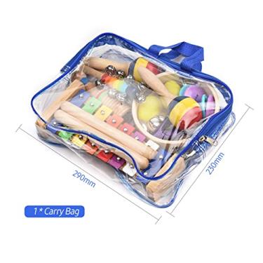 Imagem de Tomvorks 13 PCS Kids Musical Instruments Toys, Brinquedos de Educação Infantil, Instrumentos Coloridos de Percussão de Madeira para Crianças Meninas para Crianças, Com Bolsa de Transporte
