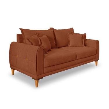 Imagem de Sofá 2 Lugares 1,80m Estofado em Bouclé com Pés de Madeira - Logan Luc