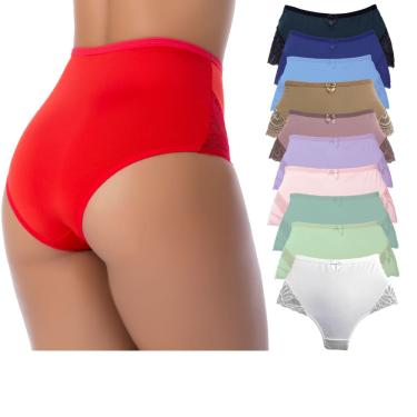 Imagem de Kit 10 Calçola Calcinha Senhora Cintura Alta Plus Size Redutora Revenda