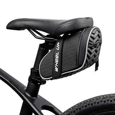 Imagem de Domary Bolsa para selim de bicicleta Bolsa para bicicleta à prova d'água sob o pacote do assento com faixa reflexiva para mountain bike
