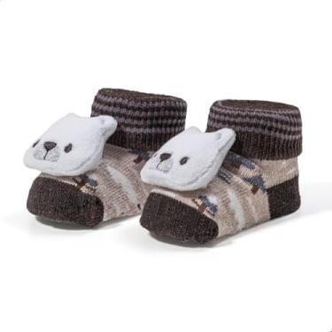 Imagem de Meia Pantufa Bichinho Recém Nascido Maternidade Enxoval Algodao Dallf (Marrom, Rn)