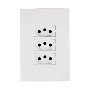 Imagem de Kit 2 Tomada Elétrica Tripla Branca 20A Completa Linha I9 - ILUMI