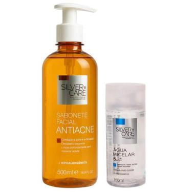 Imagem de Kit Sabonete Facial Antiacne + Água Micelar - SIlver Care