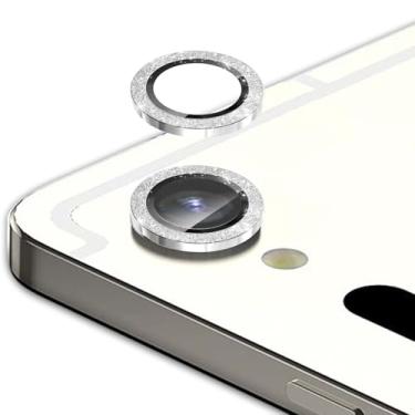 Imagem de Luchantle 2 conjuntos compatíveis com Galaxy Tab S11 5G, protetor de tela de vidro temperado 9H, acessórios de decoração de anel de metal (purpurina-prata)