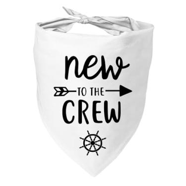 Imagem de New to The Crew Bandana New Puppy Anúncio de Gênero Revelação Presente para Novos Proprietários Filhote Bandana Presentes de Dono de Cachorro Macio Triângulo Babadores Lenço Acessórios para Cães