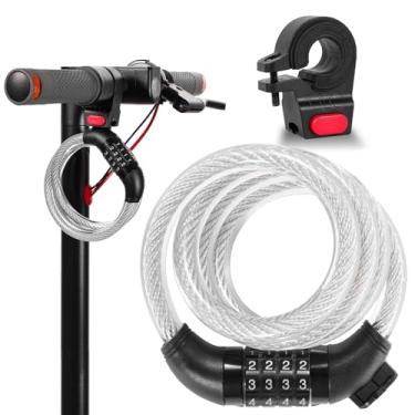 Imagem de FXINRUIA Trava de scooter E, cabo de bicicleta de alta segurança, cabo de aço antifurto resistente com moldura, combinação reinicializável de 4 dígitos, trava de bicicleta para Xiaomi Ninebot Scooter