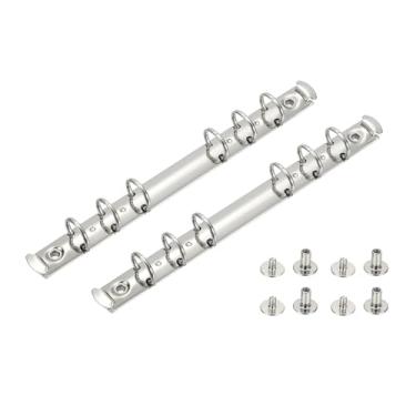 Imagem de PATIKIL A6 Mecanismos de fichário de 6 furos, 2 conjuntos de anéis de 1,5 cm de substituição para fichário de folhas soltas com interruptores para organizadores, pasta de armazenamento de papel de