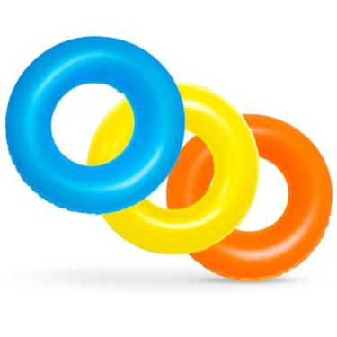 Imagem de KIT 3 Boias Infláveis Cintura Redonda Circular Infantil Praia Piscina Ferias Decoração Pool Party Criança Cores 60cm