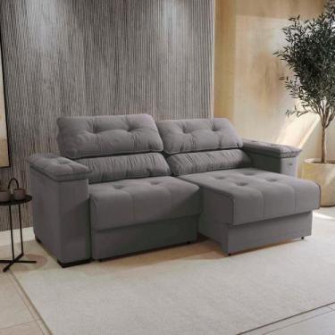 Imagem de Sofá Cama Kappesberg Stelo Veludo Titânio 230cm