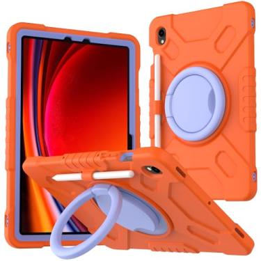 Imagem de Callyue Capa para Samsung Galaxy Tab S9 de 11 polegadas (2023), capa protetora 2 em 1 à prova de choque com suporte embutido para crianças, laranja