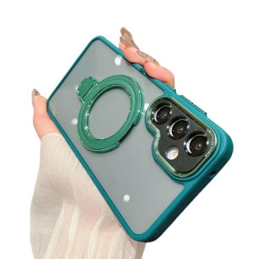 Imagem de Capa com suporte magnético transparente para Samsung S24 S25 Ultra S23 Plus Fe A55 A35 A25 A15 A54 A34 A14 A13 A12 A05 A05s (para Samsung S24 Ultra/verde escuro)