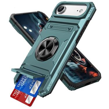 Imagem de MEMAXELUS Capa carteira para iPhone Air / 17 Air 6,5 polegadas com suporte para cartão [loja 2 cartões] anel de 360° suporte de corpo inteiro resistente à prova de choque capa de telefone para iPhone